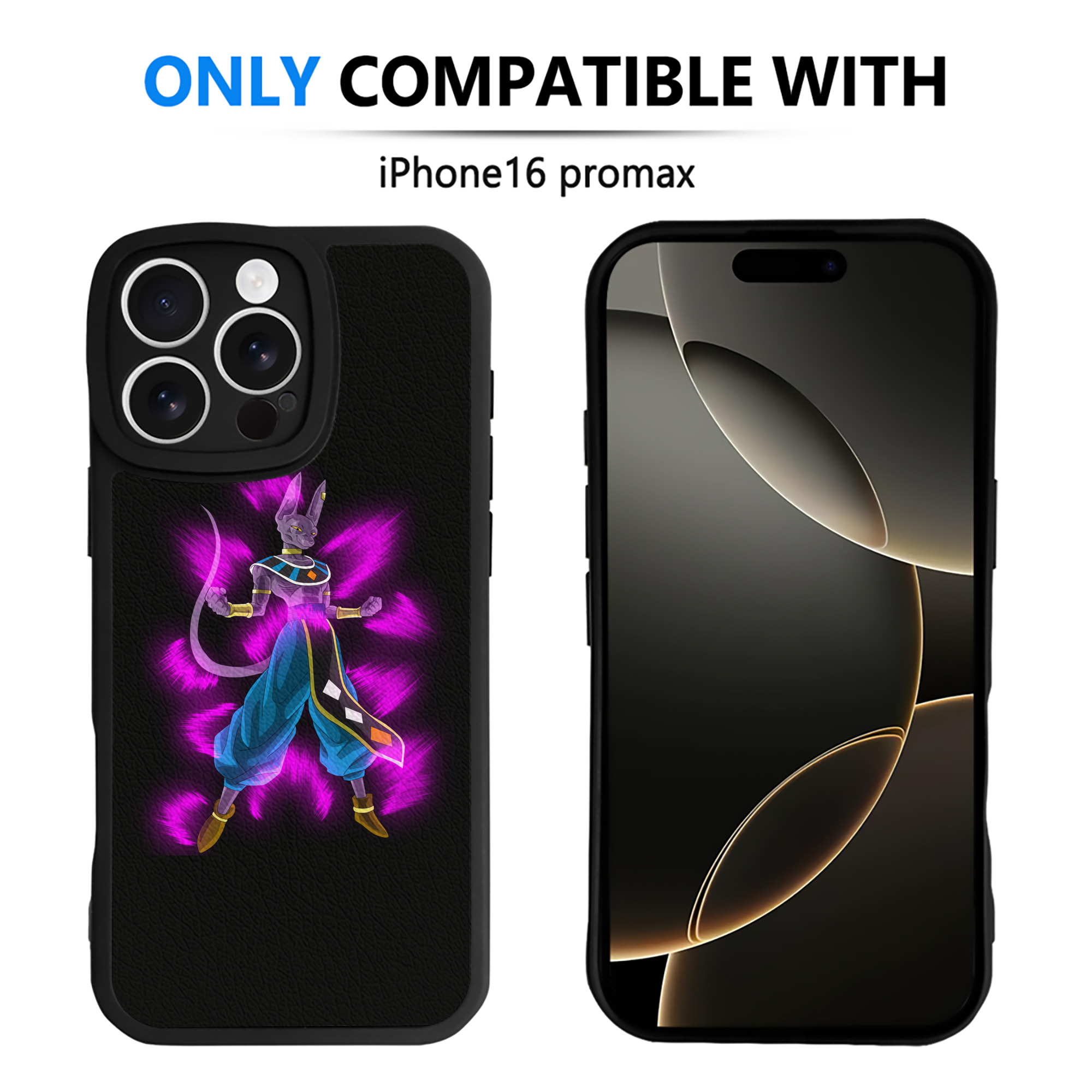 （画像用） ドラゴンボール ビルス 破壊神ビルス DRAGON BALL Beerus Birusu 【iPhone 16シリーズ対応】シリコンスマホケース（レザー調） 材質：シリコン